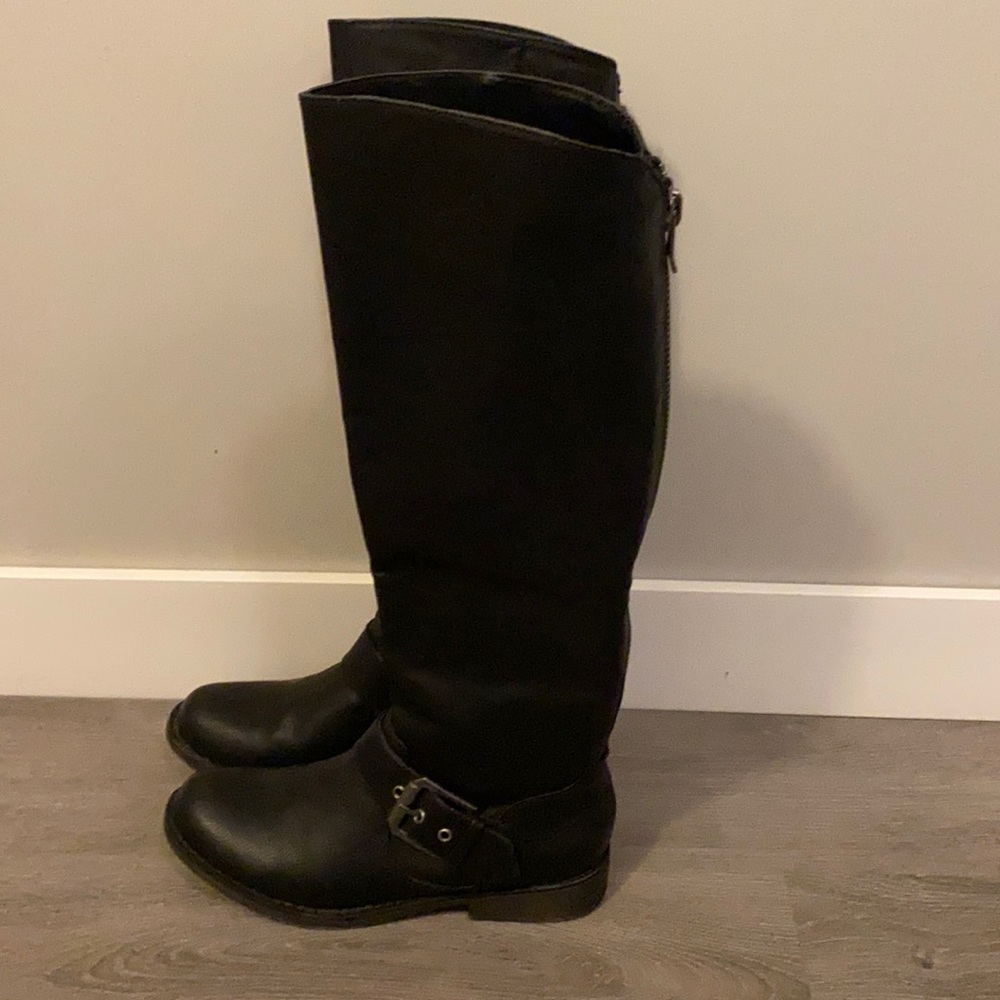 Black leather boots